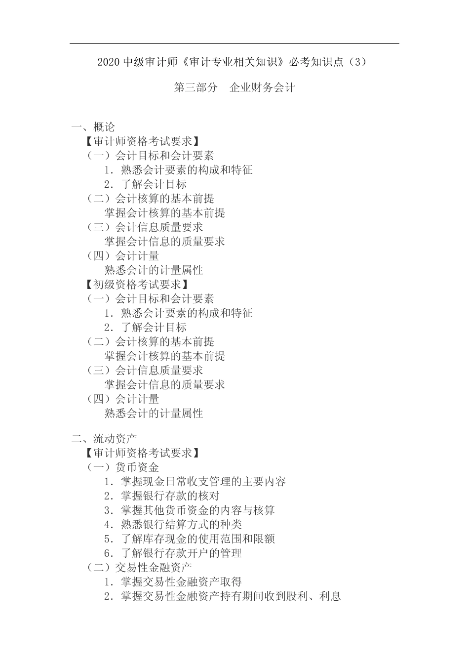 2020中级审计师《审计专业相关知识》必考知识点(3)_第1页