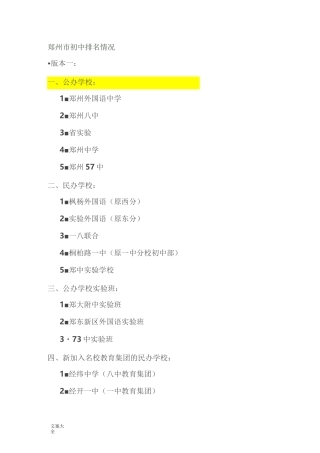 郑州市初中排名情况-好初中排名