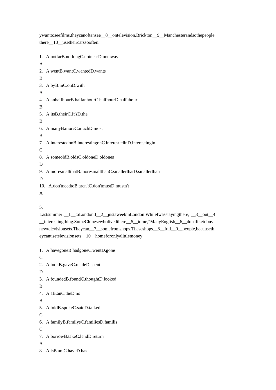 初三英语完型填空测试题_第3页