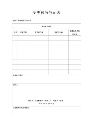 变更税务登记表