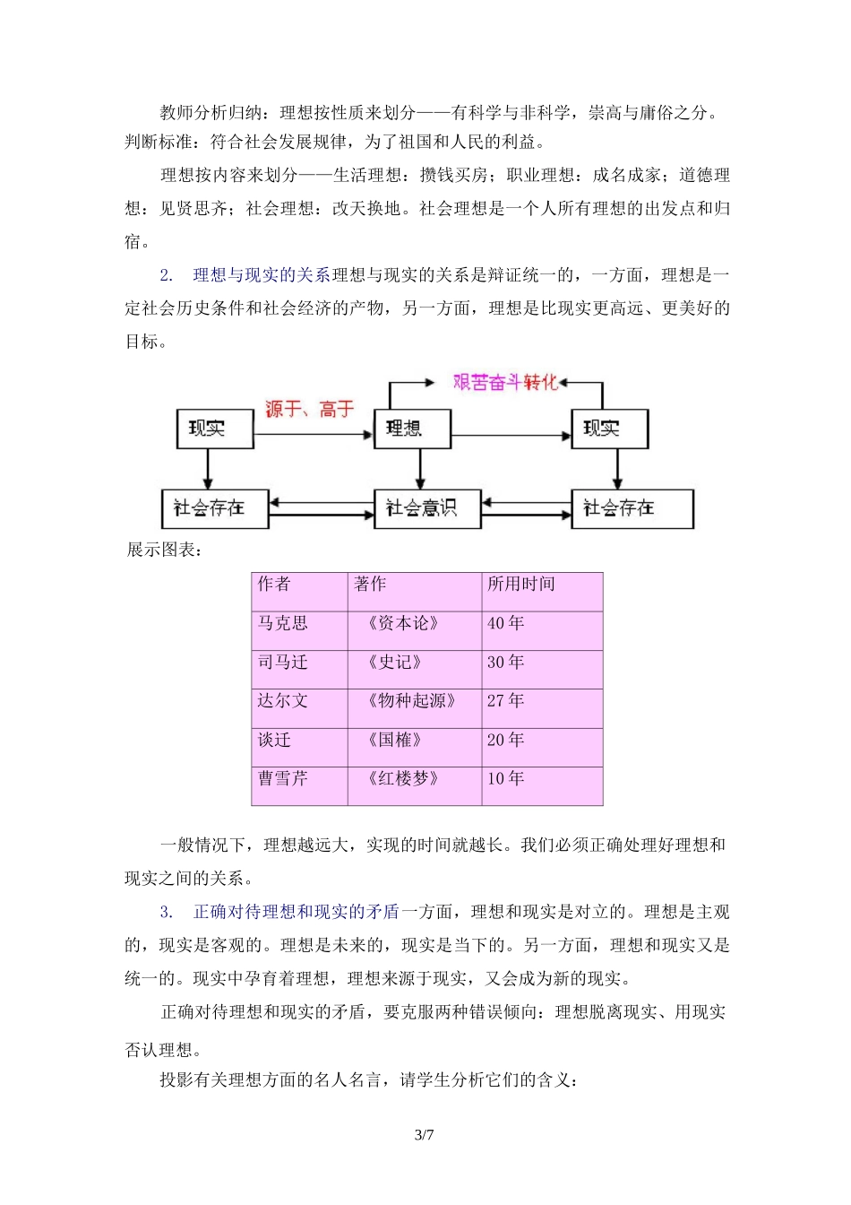 第十一课   社会理想与个人理想教案_第3页