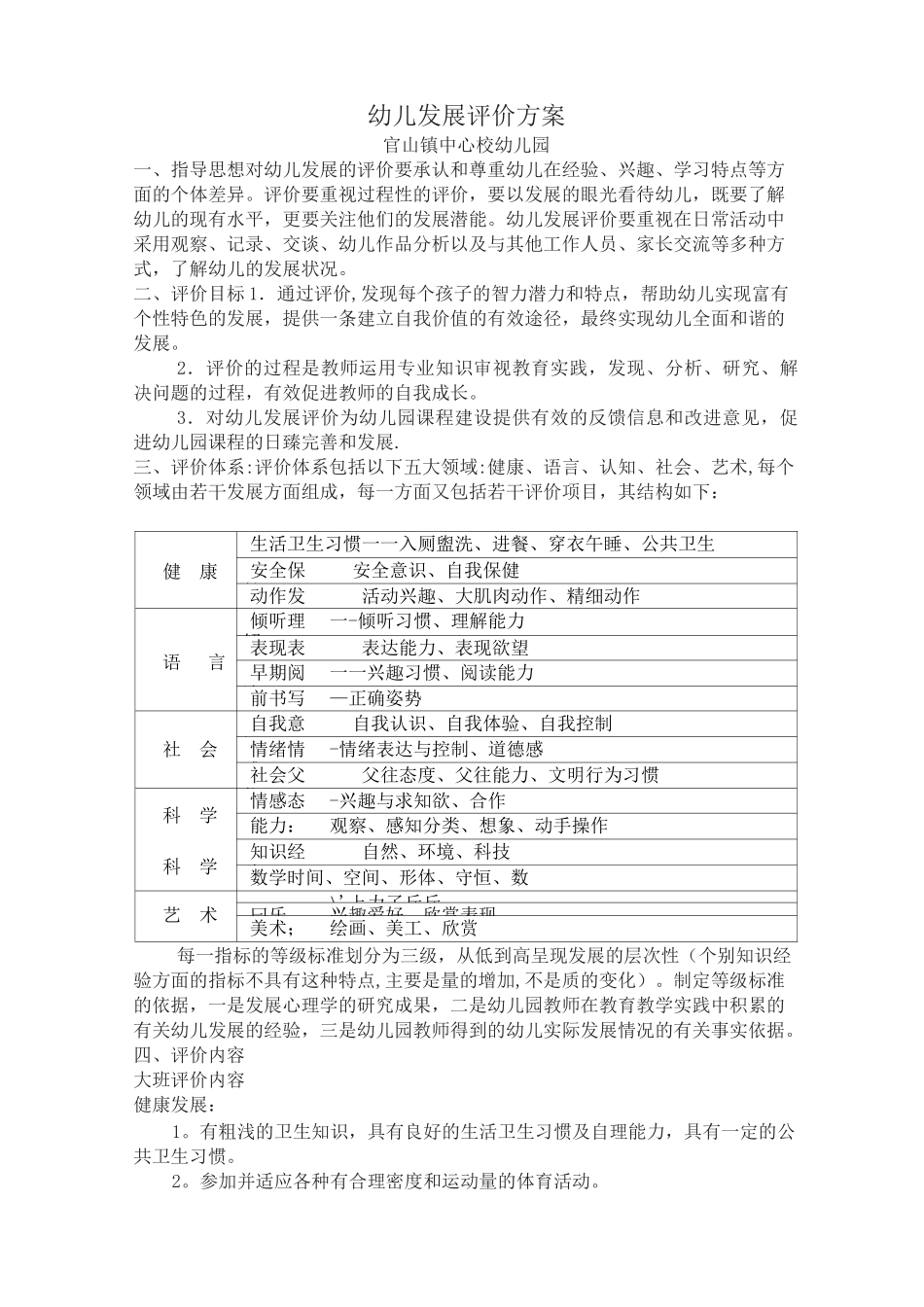 幼儿发展评价方案_第1页