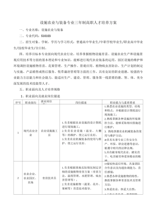 设施农业与装备专业三年制高职人才培养方案