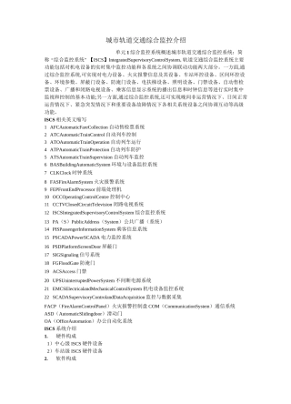 城市轨道交通综合监控系统