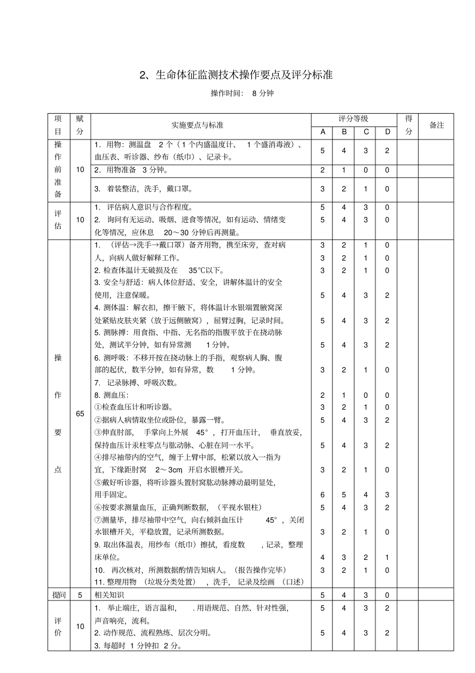 护理23项技术操作及评分标准讲解_第2页