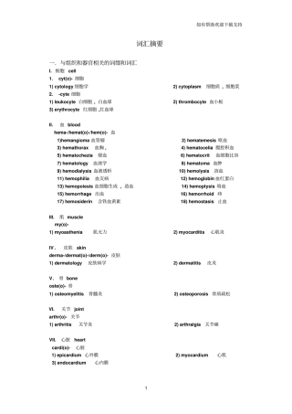 护理专业英语词汇摘要