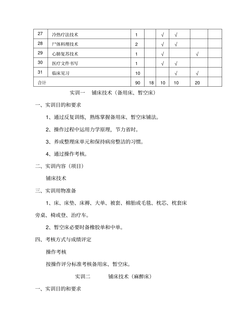 护理学基础实训教学大纲教材_第3页