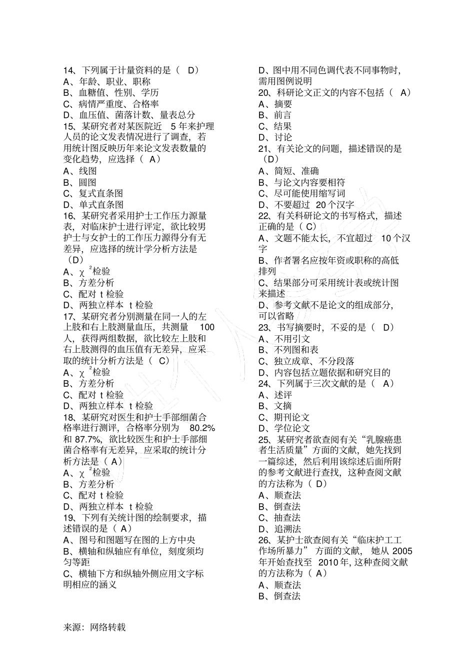 护理学研究A卷1_第2页