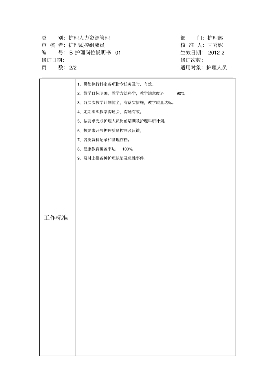护理岗位分层级说明书_第2页