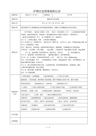 护理应急预案演练记录表