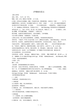 护理病历范文示例