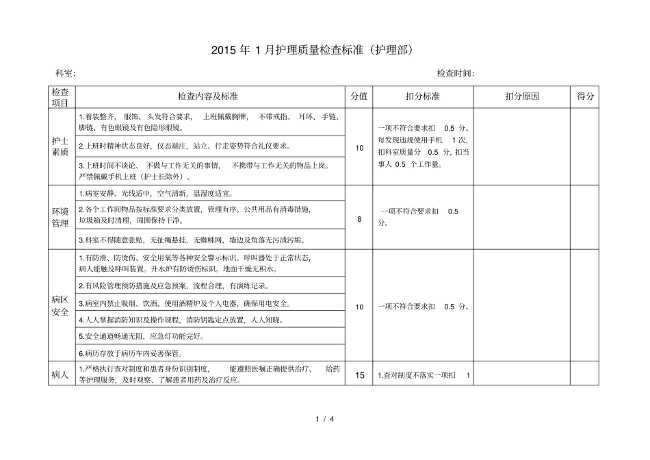 护理质量检查标准_第1页