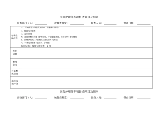 护理部对科室临床护理工作专项督查表