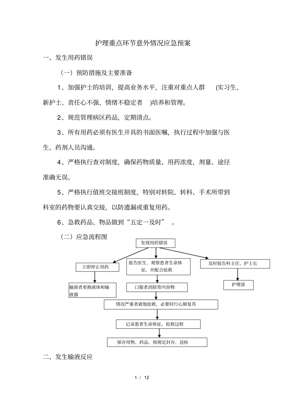 护理重点环节意外情况应急预案_第1页