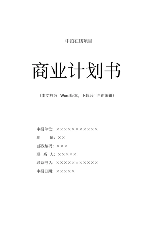 拍卖网站商业计划书