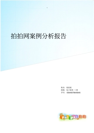 拍拍网案例报告讲解