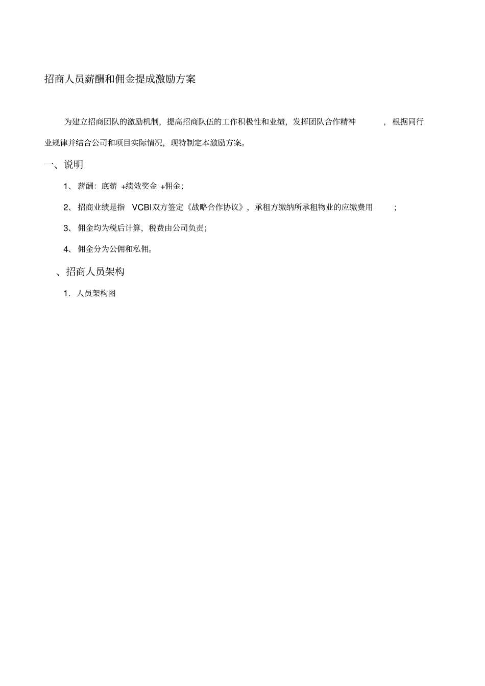招商人员薪酬及业绩奖励方案_第1页