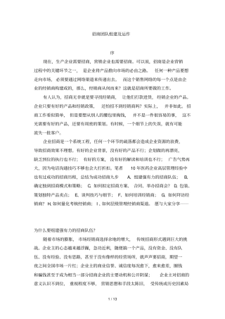 招商团队组建及运作