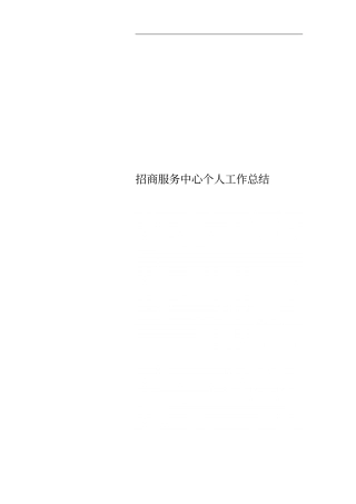 招商服务中心个人工作总结