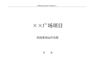 招商策划运作设想