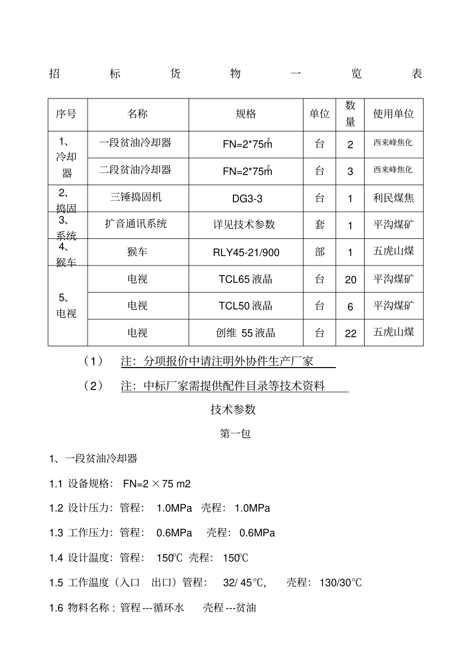 招标货物一览表及技术参数招标货物一览表_第1页