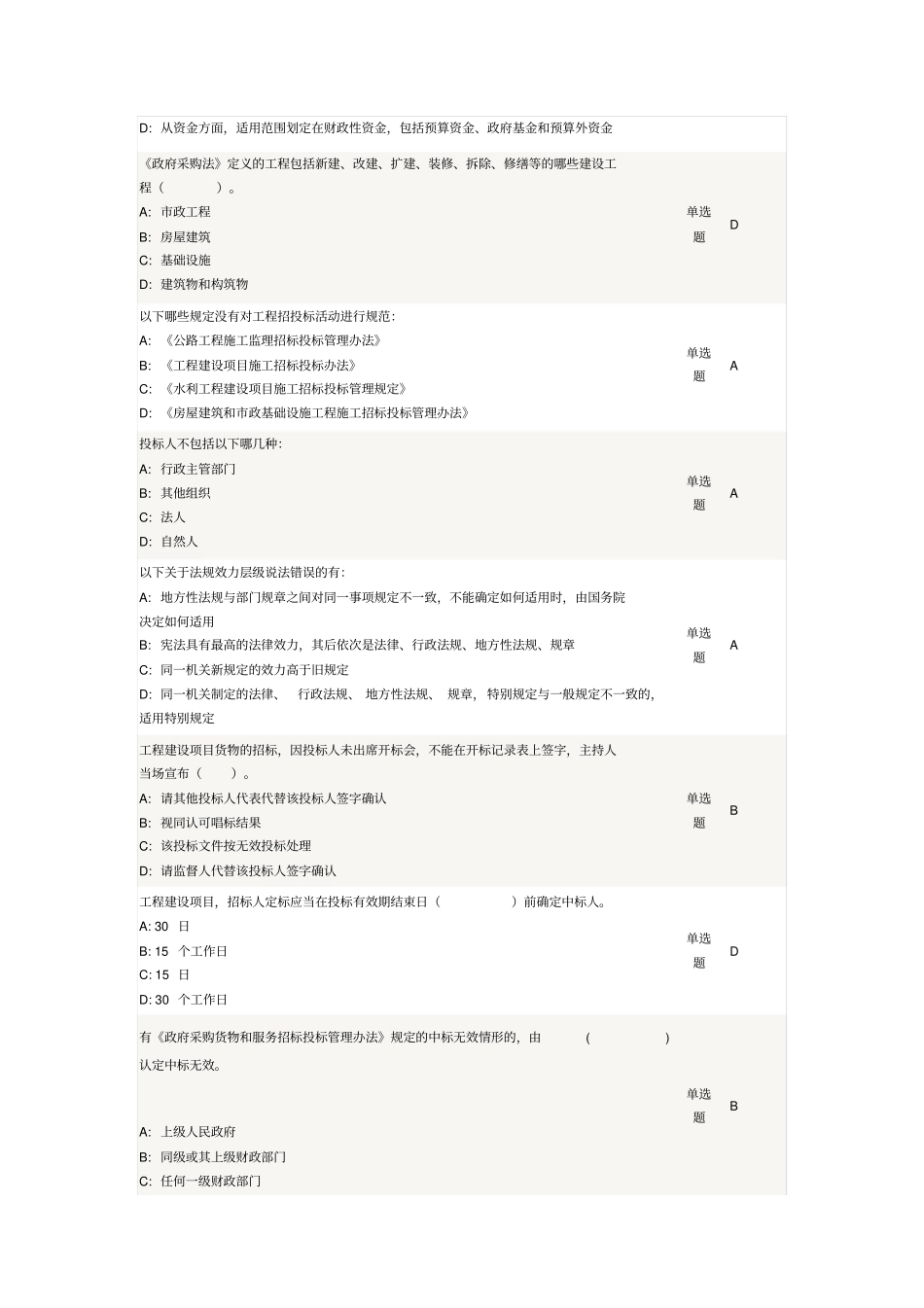 招标采购法律法规与政策测试习题集二_第3页