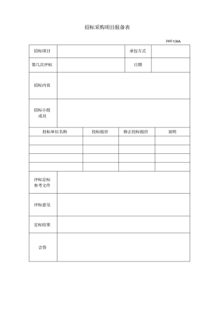 招标采购项目报备表