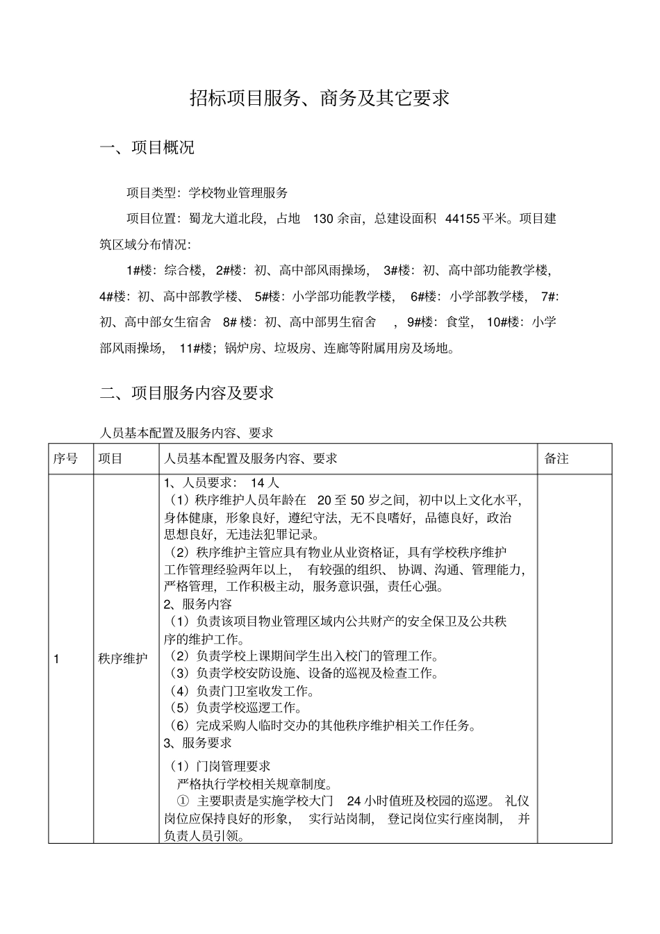 招标项目服务商务及其它要求_第1页