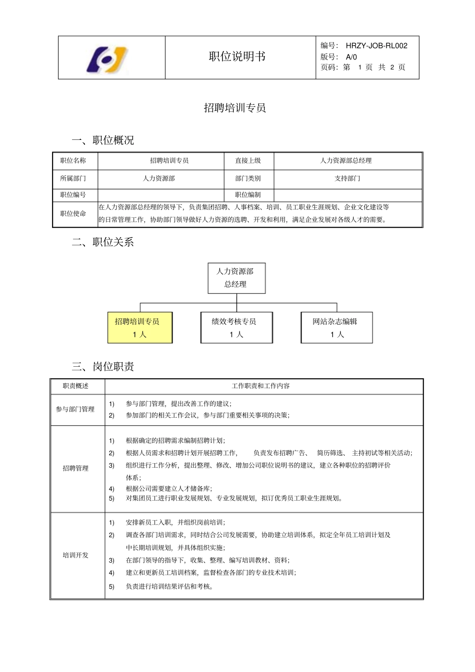 招聘培训专员_第1页