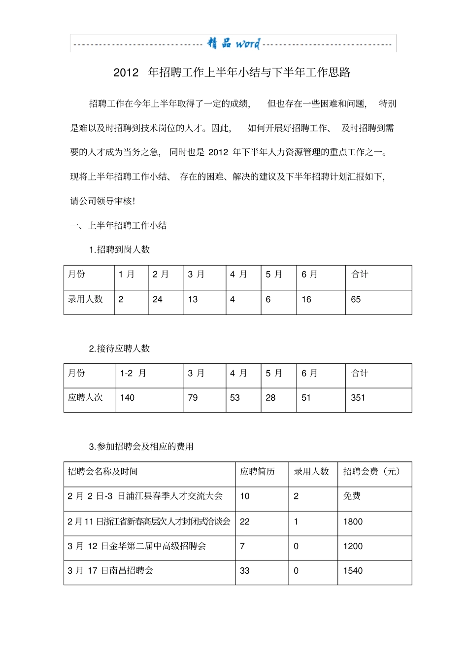 招聘工作存在的问题及解决的建议_第1页