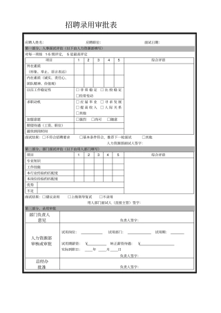 招聘录用审批表