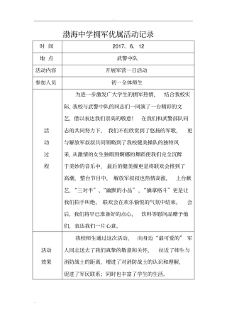 拥军优属活动记录