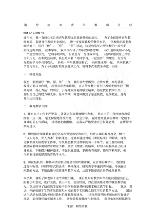 指导培养青年教师总结