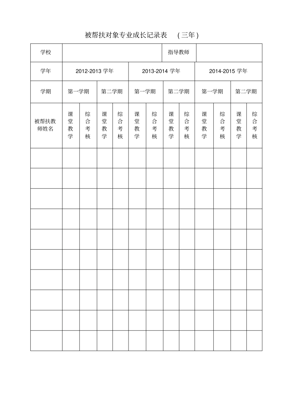 指导教师与青年教师结对帮扶记录表_第2页