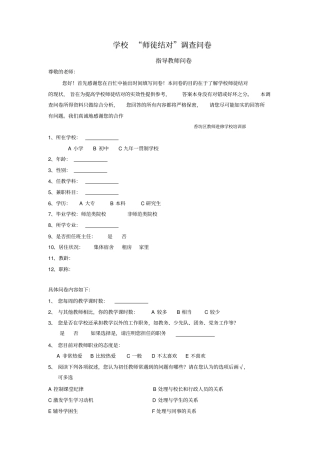 指导教师调查问卷