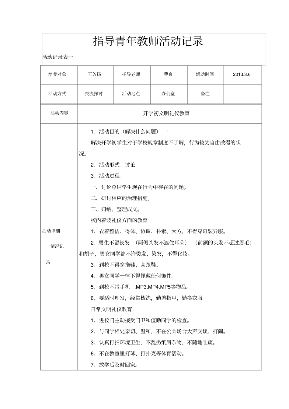 指导青年教师精彩活动记录簿_第1页