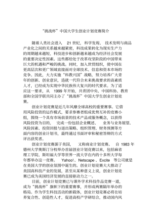 挑战杯创业大赛作品样本