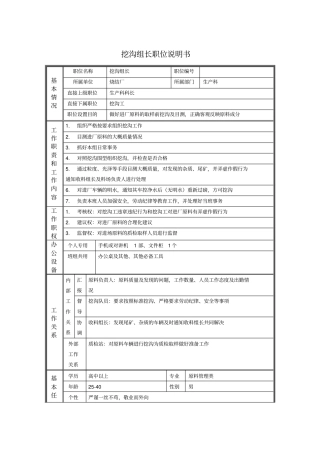 挖沟组长职位说明书
