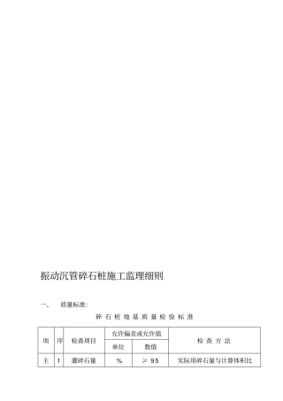 振动沉管碎石桩施工监理细则