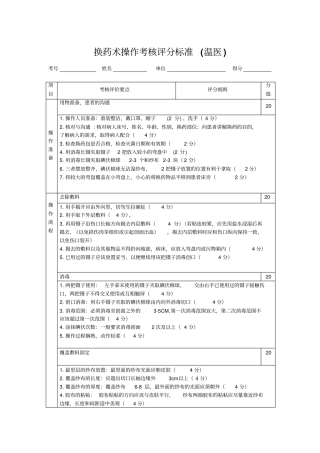 换药术评分标准