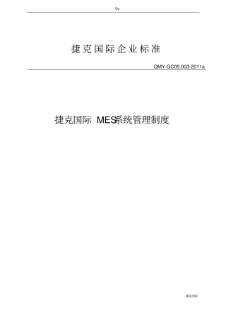 捷克国际MES系统管-理制度