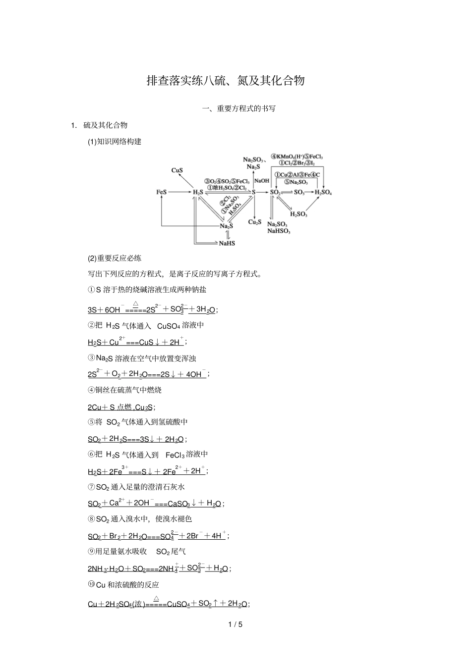 排查落实练八硫氮及其化合物_第1页