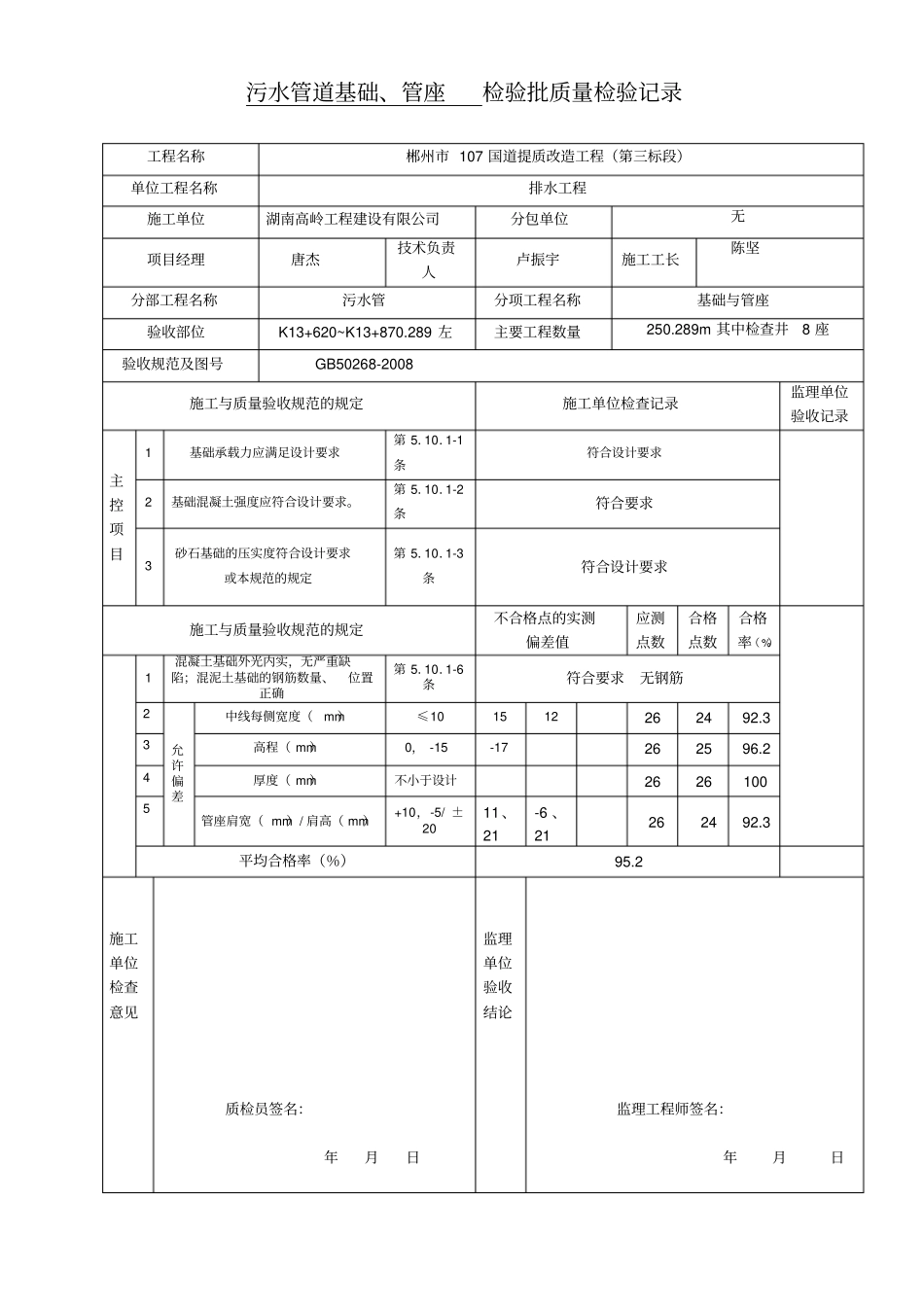 排水工程检验批质量检验记录表格改_第3页