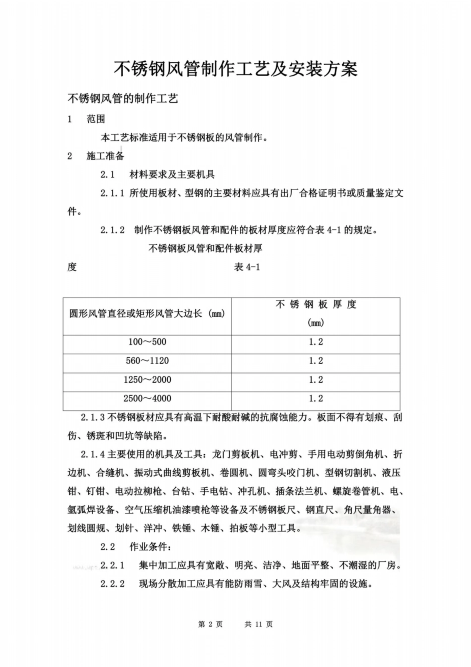 排油烟不锈钢风管制作工艺及安装方案_第2页