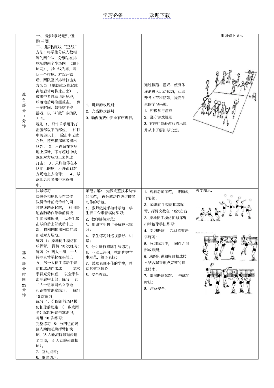 排球扣球快球教学设计_第2页