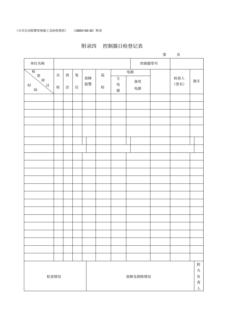 控制器日检登记表_第1页