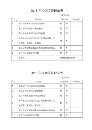 控烟监督记录表