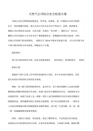 推荐天然气公司综合安全检查方案