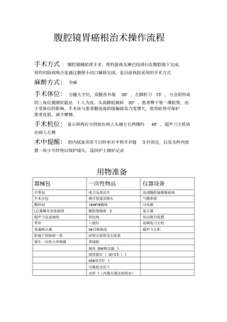 推荐腹腔镜胃癌根治术操作流程