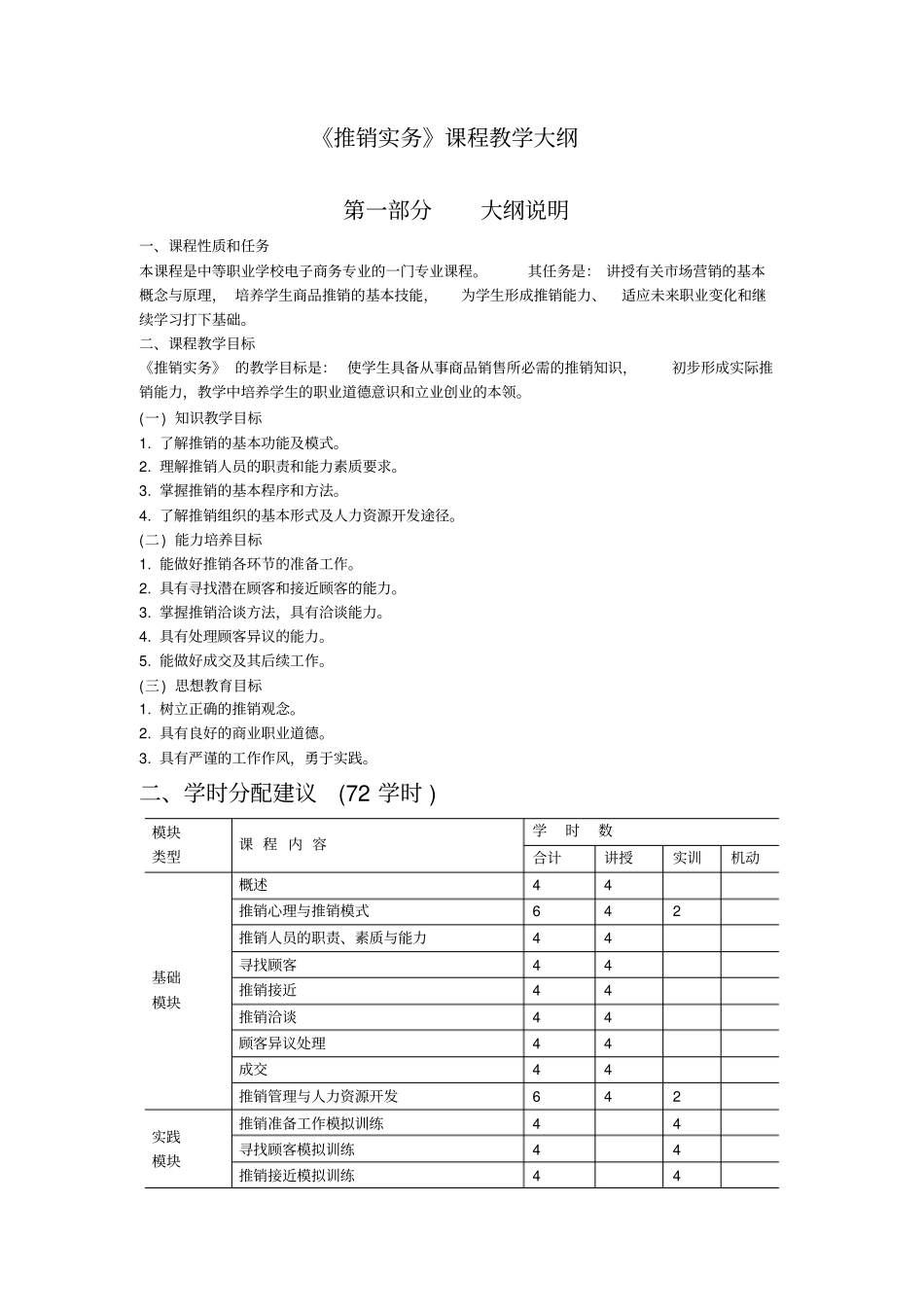 推销实务教学大纲_第1页